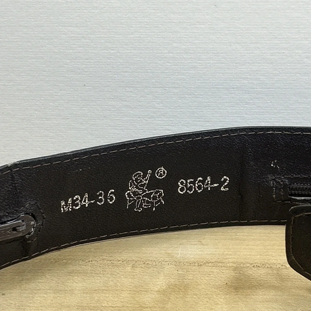Handmade Top Grain Cowhide Belt‎ Inside Zipper Brown M34-35 No Buckle
